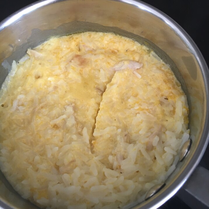 かぼちゃスープでリゾット